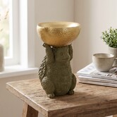 Ornament 25x20,5x34,5 cm HEDGEHOG  met olijf groen en goud