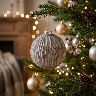 Kerstbal Ribes L Grijsbruin - Ø12cm