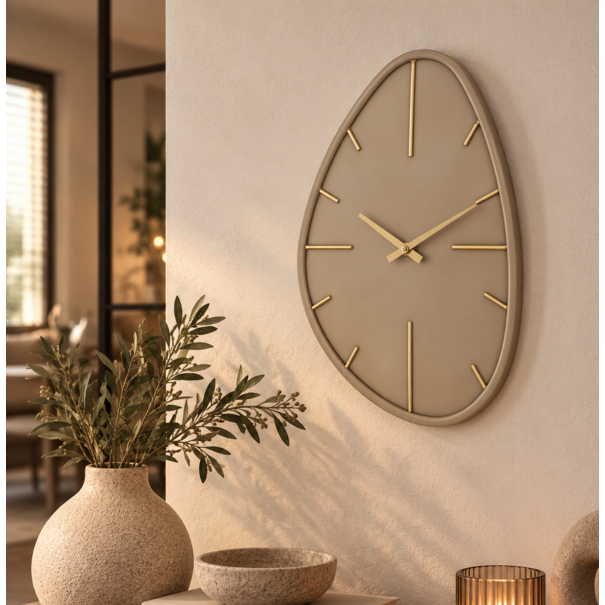 Wandklok Evia organisch beige