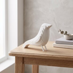 Ornament Statue Silouette vogel MDF klein wit