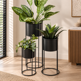 Set plantenpotten Essence rond zwart metaal