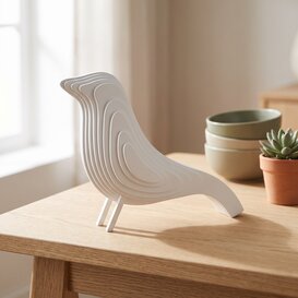 Ornament Statue Silouette vogel MDF groot wit