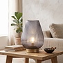 Tafellamp LED TAJERA glas grijs+goud Ø21x28 cm