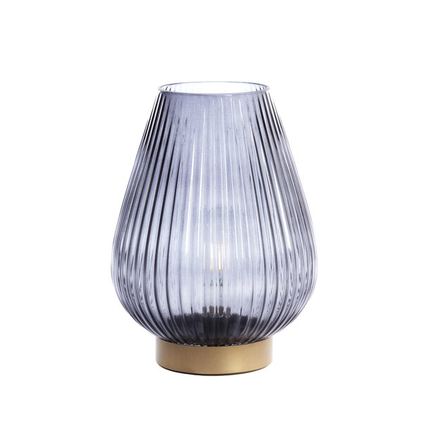 Light en Living Tafellamp LED TAJERA glas grijs+goud Ø21x28 cm