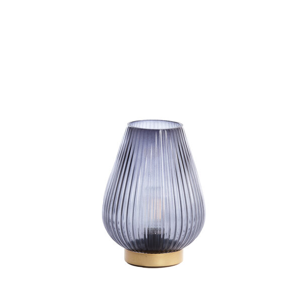 Light en Living Tafellamp LED TAJERA glas grijs+goud Ø21x28 cm