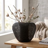 Vaas deco Ø35x27 cm FINOU mat zwart van Light & Living