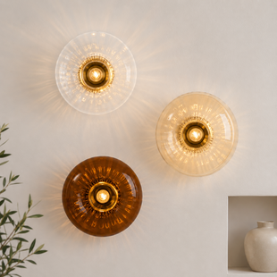 Wandlamp Ø30 cm MASHA glas bruin+bruin-brons