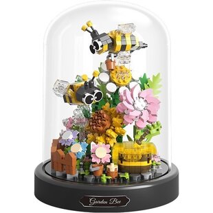 3D bouwset Bloemen met Bijen onder stolp
