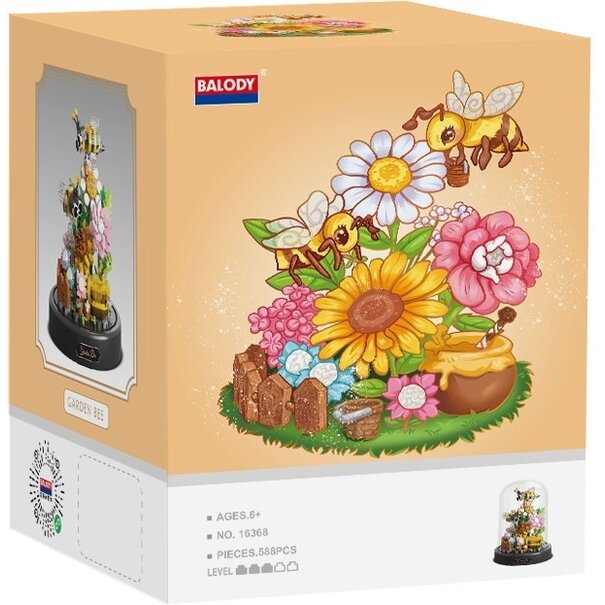 Balody 3D bouwset Bloemen met Bijen onder stolp
