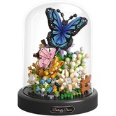 3D bouwset Bloemen met Vlinder onder stolp