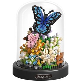 3D bouwset Bloemen met Vlinder onder stolp