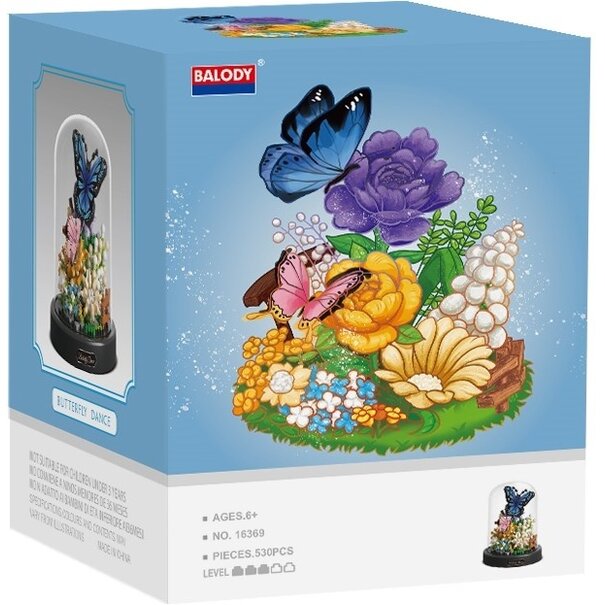 Balody 3D bouwset Bloemen met Vlinder onder stolp