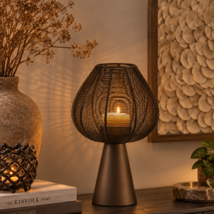 Windlicht Ø24x40 cm MARET mat bruin-brons