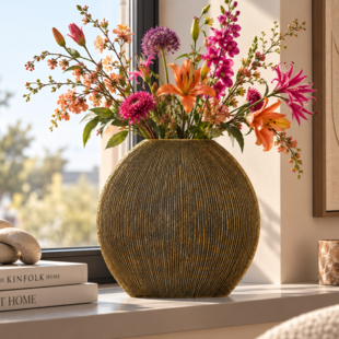Vaas deco 50x15x50 cm BUBIO antiek brons