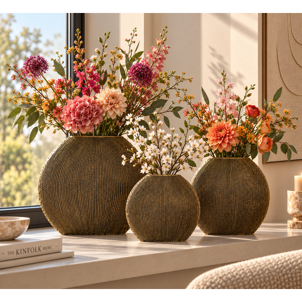Light en Living Vaas deco 30x11x30,5 cm BUBIO antiek brons