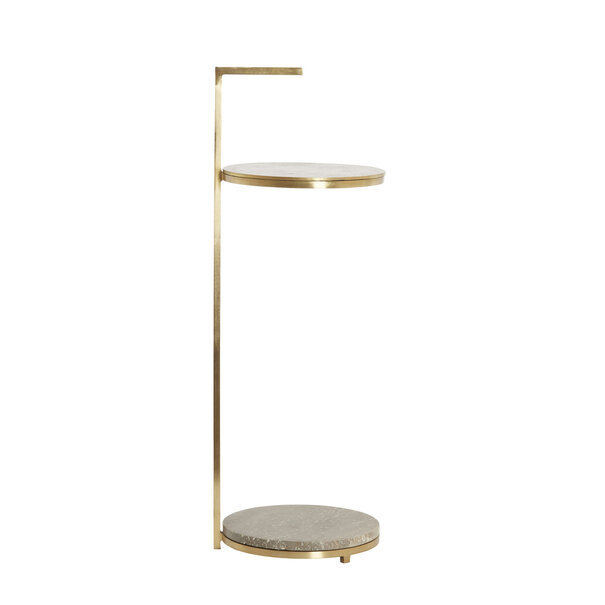 Light en Living Bijzettafel Ø26x76 cm LEDA travertin bruin+brons