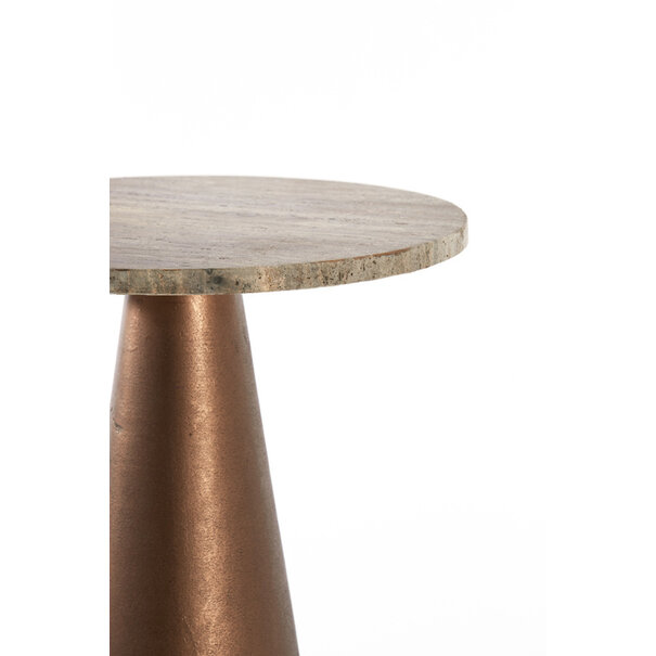 Light en Living Bijzettafel 36x36x51 cm YNEZ travertin  bruin+koper