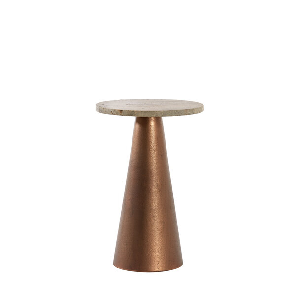 Light en Living Bijzettafel 36x36x51 cm YNEZ travertin  bruin+koper