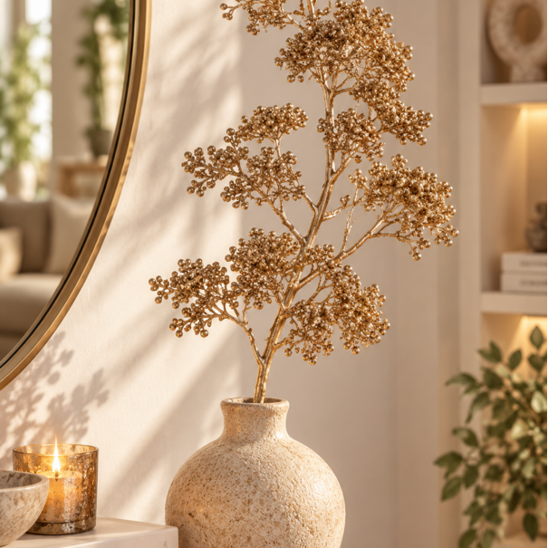 PTMD Leaves Plant metallic goud - Luxe kunstplant in goud