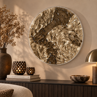 Wandornament Ø80x6 cm YAXUNA crème-bruin+helder
