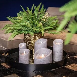 LED Licht Kaars suede grey met beweegbare vlam