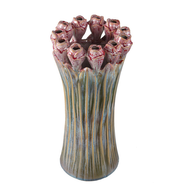 PTMD Vaas Tulips Mint Green ceramic tulip shaped S