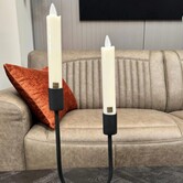LED Dinerkaars rustiek wit beweegbare vlam 2 stuks - kort model