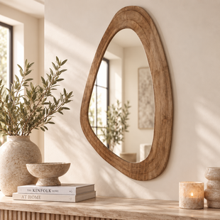 Spiegel Santin Natural mango wood organic triangle