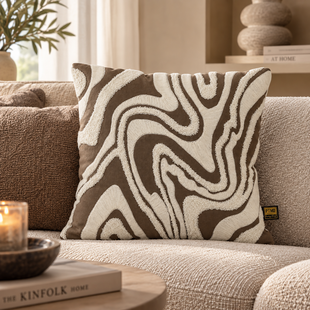 Kussen Zaraa Taupe katoen kussen weavy S
