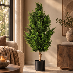 Kunstboom Ceder groen in plastic pot 120 cm hoog