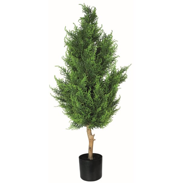 PTMD Kunstboom Ceder groen in plastic pot 120 cm hoog