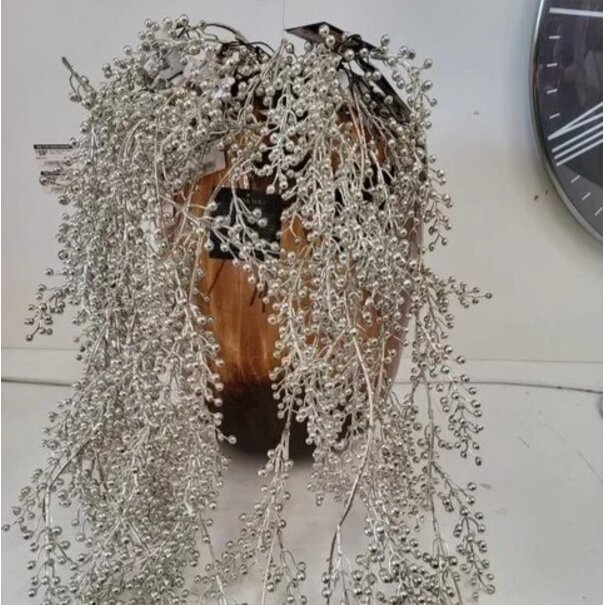 PTMD Kunsttak Berry Plant Zilver berry hanging spray