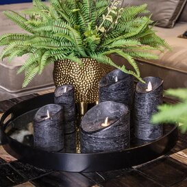 LED Licht Kaars rustic zwart met beweegbare vlam