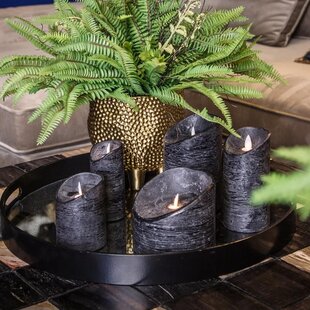 LED Licht Kaars rustic zwart met beweegbare vlam