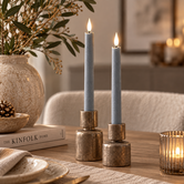 LED Dinerkaars rustiek groen blauw beweegbare vlam 2 stuks