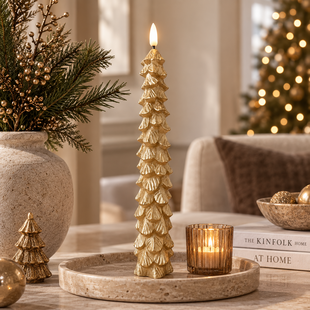 Dinerkaars LED Kerstboom goud set van 2
