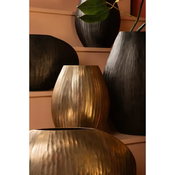 PTMD Pot Jowad Antique Gold alu sheet pot rib hoog ovaal  S