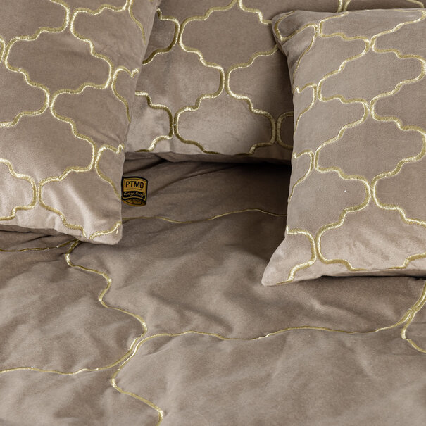 PTMD Kussen Lizze Beige velvet embroidery patroon 45 x 45