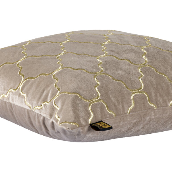 PTMD Kussen Lizze Beige velvet embroidery patroon 45 x 45