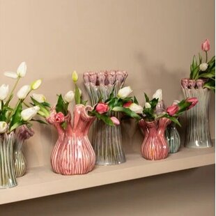 Vaas Annmarie Light Pink ceramic flower shape tubes L