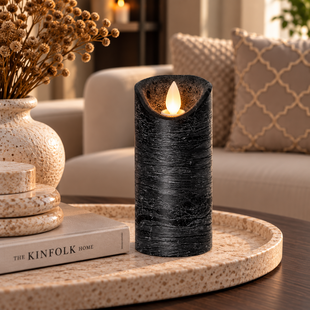 LED rustieke kaars zwart met beweegbare vlam XS