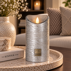 LED licht kaars metallic taupe met beweegbare vlam XS