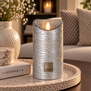 LED licht kaars metallic taupe met beweegbare vlam XS