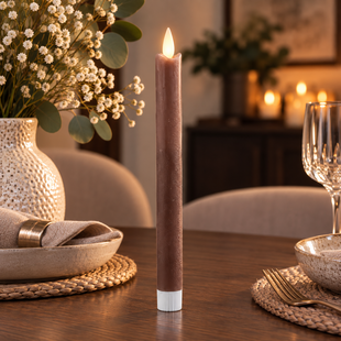 LED Dinerkaars rustiek bruin met beweegbare vlam – 2 stuks