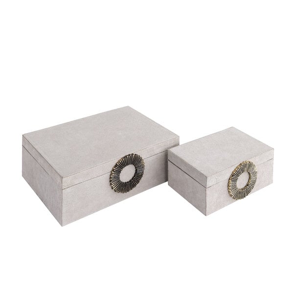 PTMD Opbergbox Hazael Beige suede set van 2