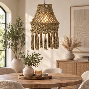 Hanglamp Milley Green cotton macrame