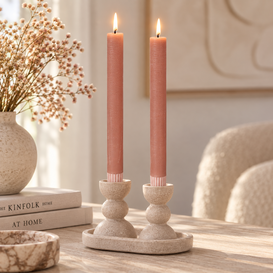 Dinerkaars LED Diner rustiek roze met beweegbare vlam – 2 stuks
