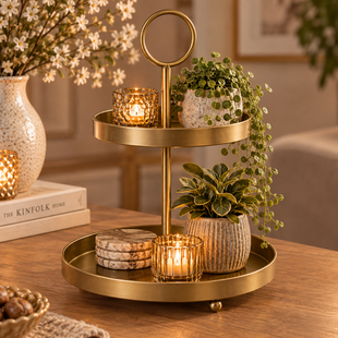 Etagere Bonamy S goud rond