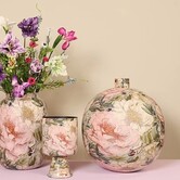 Vaas Peony L roze/wit rond