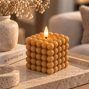 LED Kaars Lyon bolletjes amber L